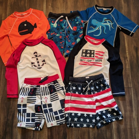 GYMBOREE SWIM SHOP SEA ANIMALS PIECED SWIM TRUNKS 3 5 6 10 12 NWT